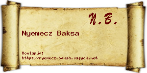 Nyemecz Baksa névjegykártya